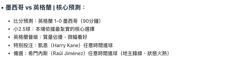 墨西哥 vs 英格蘭兩隊戰績